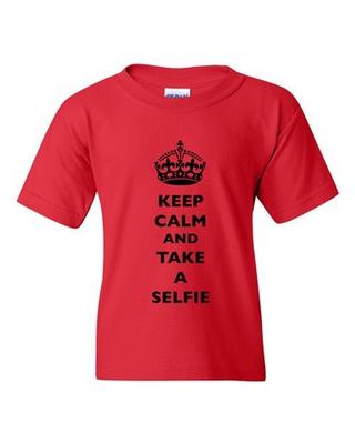 Keep Calm And Take A Selfie Crown King Camera Funny DT Youth Kids T-Shirt Tee Unisex T-Shirt