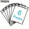 6pcs Oversized Reusable Dry Erase Pocket Sleeves with Ring Black 10x14 Inches Ticket Holders Clear Plastic Sheet Protectors