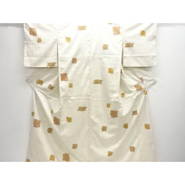 

Abstract pattern hand-woven pongee kimono on colored paper [antique] [used] [worn] Sosou