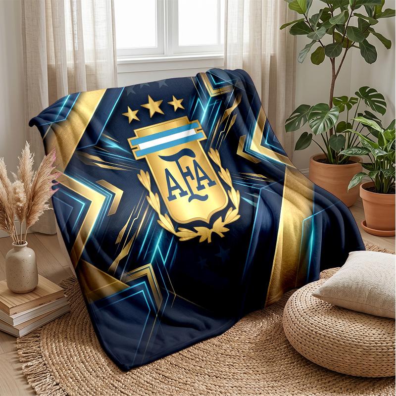Argentina Football Printed Flannel Blanket Skin Friendly Warm Decorative Throw for Indoor Couch Bed Daily Use
