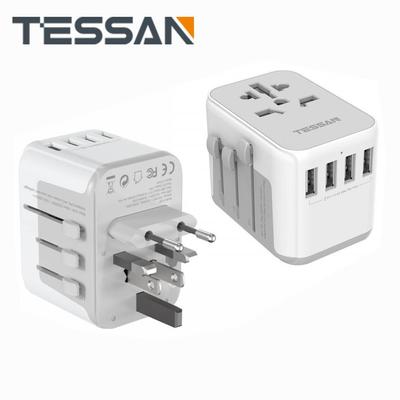 Tessan Adattatore universale da viaggio, adattatore internazionale con 4 USB, caricabatterie universale per UE, Regno Unito, America, Canada e altri paesi