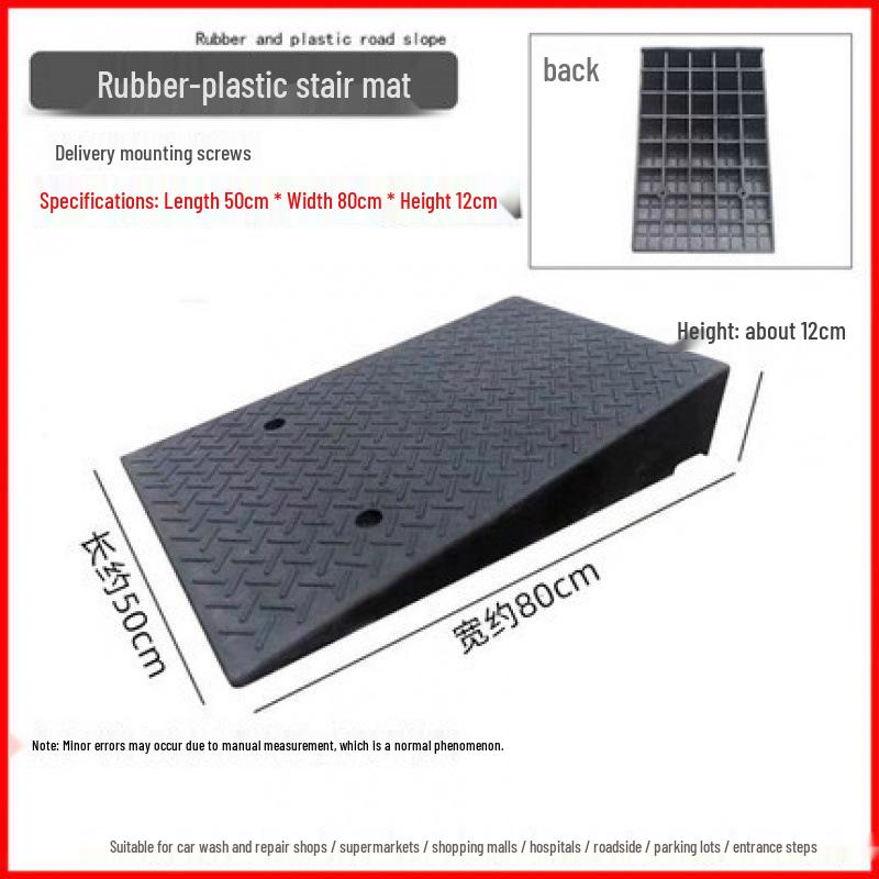 Rubber-Plastic Car Ramp: Slope Mat, Curb Edge, Uphill Climb, Triangle Speed Bump
