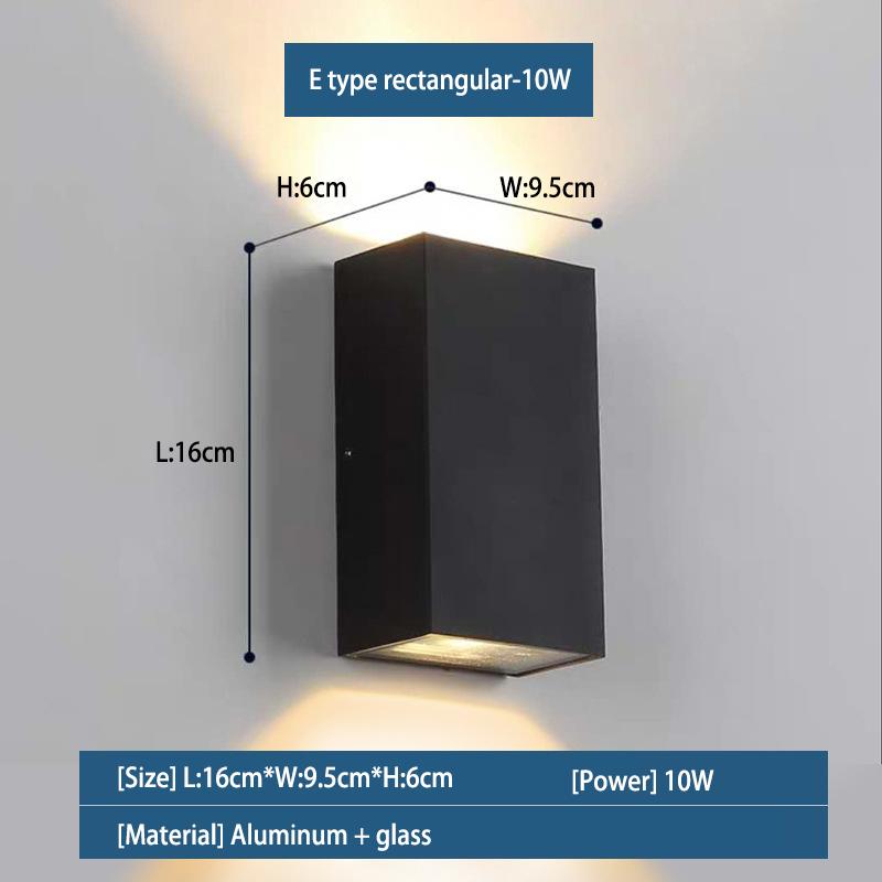 

Уличный настенный светильник вверх и вниз светодиодный настенный светильник IP65 водонепроницаемый для дома бра веранда сад балкон отель прямоугольный бра 10 Вт Cold light