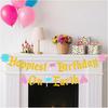 Happiest Birthday On Earth Banner - Gold Glitter Princess Birthday Party Decorations, Magical Castle Theme Garland, Cute Girly Bday Photobooth