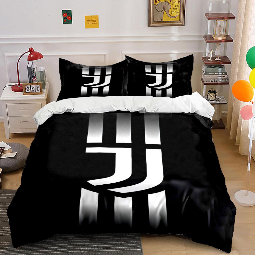 Black Juventus logo stripes. Bedding sets Duvet cover sets Duvet covers Pillowcases(1 * Duvet Cover 2 * Pillowcases without duvet insert) 135x200cm