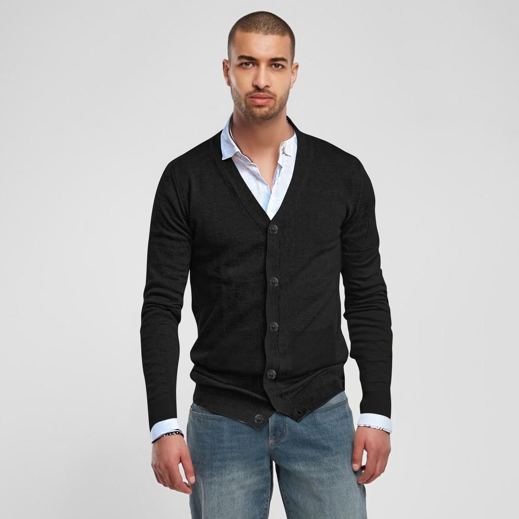 Herren Casual V-Ausschnitt Strickjacke mit figurbetonter Passform