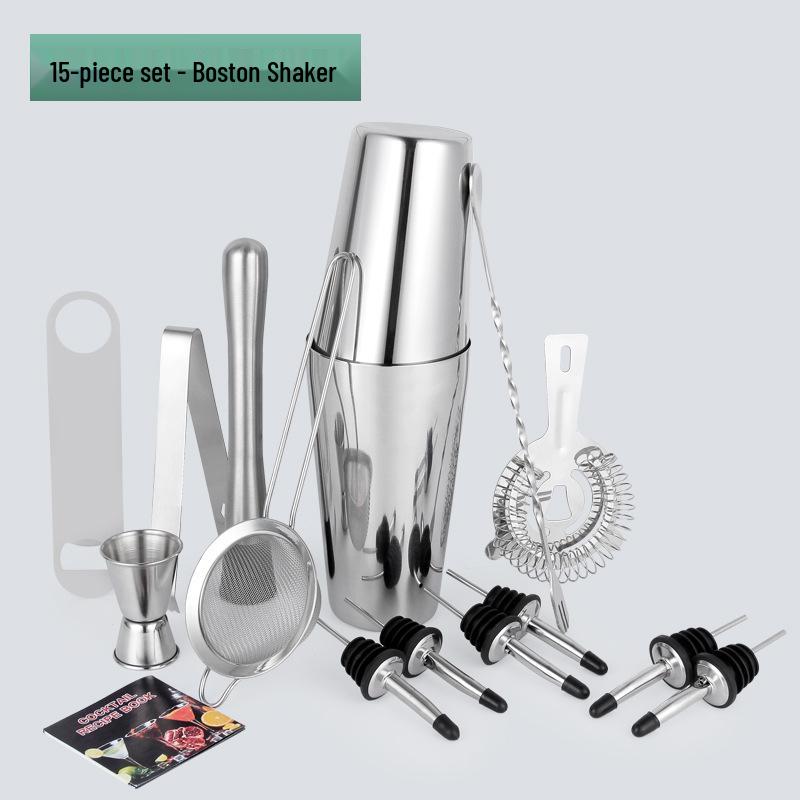 Stainless Steel Bartender Set: Boston Shaker & Cocktail Tools
