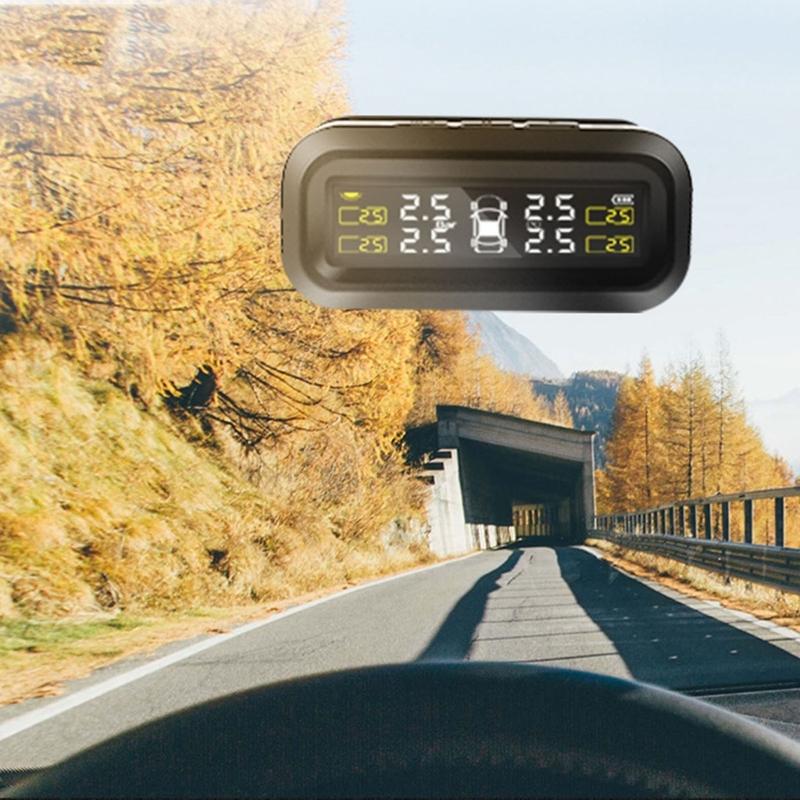 Wireless Tire Pressure Monitoring System (TPMS) for Small Size 4-tire Vehicles,Include 4 Sensors,USB Solar Power