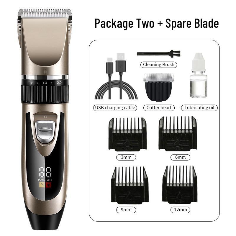Rechargeable Professional LCD Hair Clipper Set with Digital Display for Salon and Bald Head Shaving