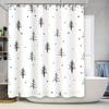 Black Forest Print Shower Curtain Nordic Style Bathroom Decor Waterproof Fabric Home Decoration Wall Hanging 180X240Cm (White)