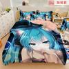 Hot Anime beautiful girl Hatsune Miku Balinese Duvet Cover Set Bedding with 1-2 Pillowcases Room Teens Bedroom Decor Fans Gift