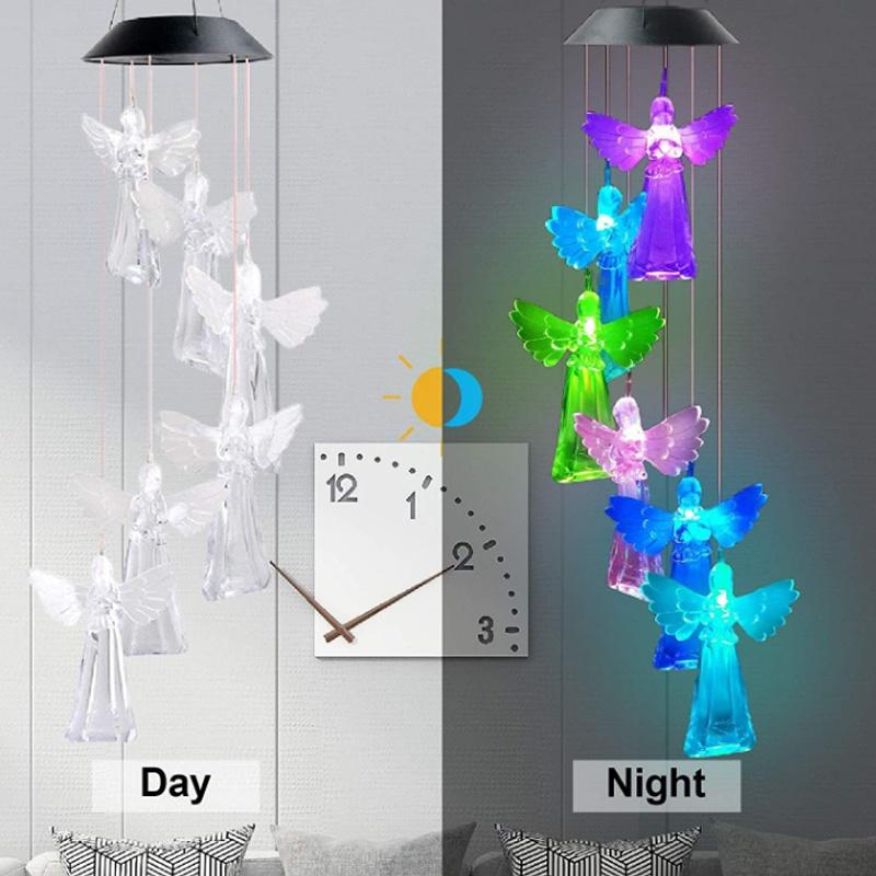 

Solar Chime Wind Lights Colorful Rice Ball Color Changing Butterfly Bee Angel Angel