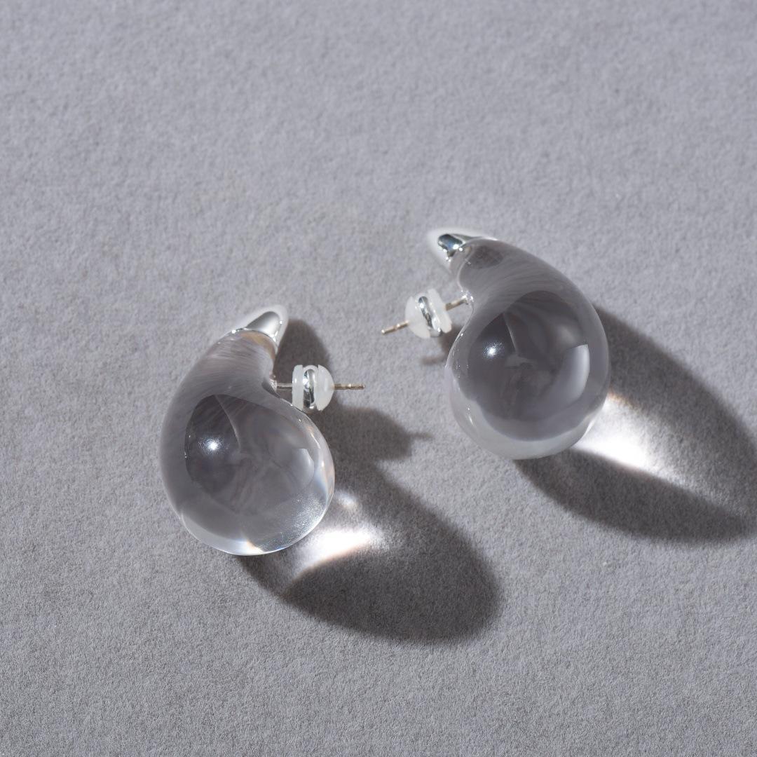 Прозрачные Белые Красные Хрустальные Серьги Легкая Роскошь Нишевые Премиум Акриловые Смоляные Серьги Серьги с Серебряной Иголкой