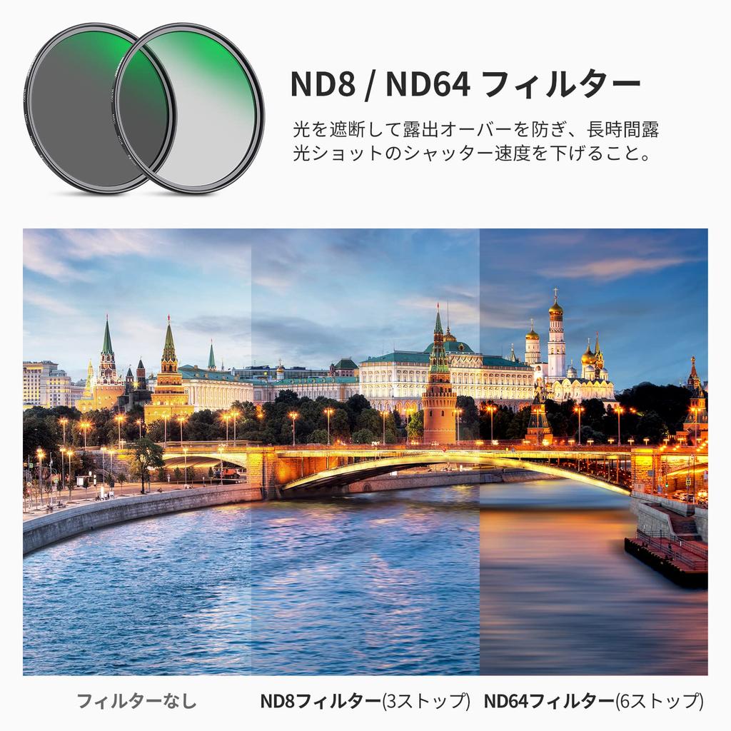 NEEWER 72mm Lens Filter Kit ND8 ND64 CPL Filter Set Neutral Density Circular Polarizing Filter Kit 30 Layer Nano Optical Bag + Coating/HD