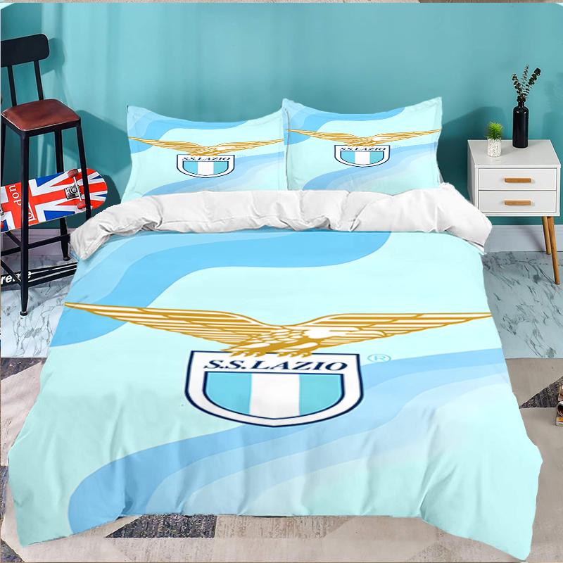3PCS Lazio Football Crest Bedding set,Ideal For1pc Duvet Cover And 2pcs Pillowcases Perfect for Christmas gift,Ideal for Bedroom, Dormitory