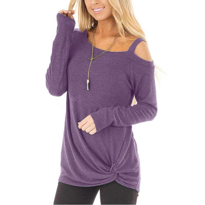 Elegant Women Off One Shoulder Long Sleeve T Shirt Stylish Casual Blouse Tunic Top