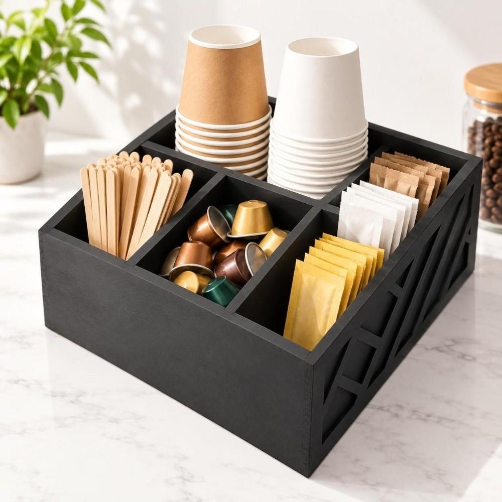 1pcs Multifunctional Divided Coffee Pod Holder Snack Organizer Station  For Breakroom Organization