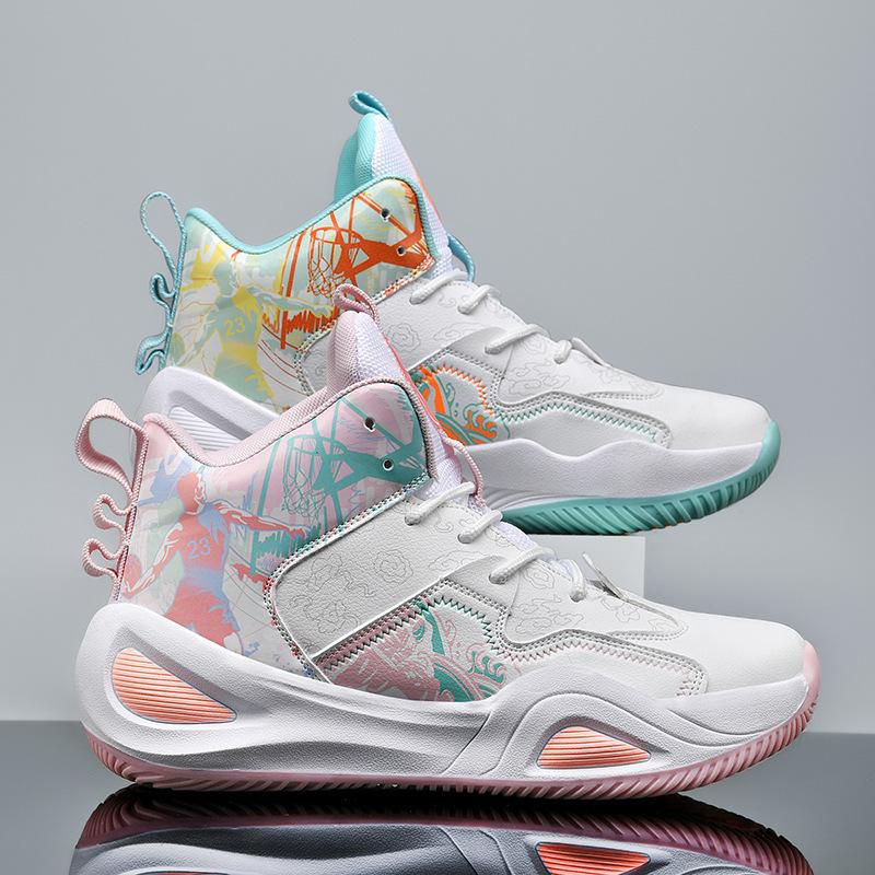 2025 New Large Size Basketball Shoes Men's Mandarin Duck Sports Shoes Young Students Practical Training Game Shoes