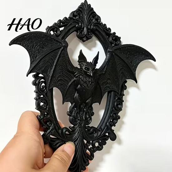 3D Printed Wall Sculpture Gothic Bat Hanging Decor, Vintage Frame Art, Detailed Wing Art Dark for Halloween Home Living Room Bedroom Entryway