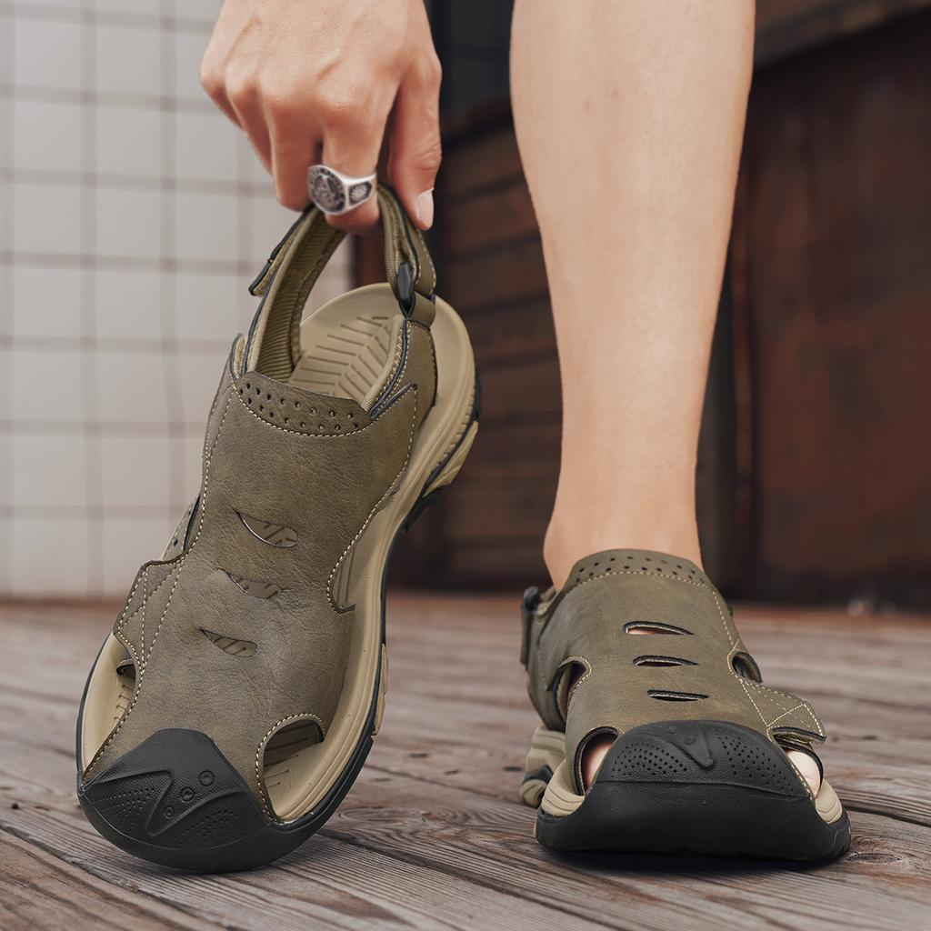 Summer Men's Sandals Genuine Leather Casual Shoes Outdoor Leather Sandals for Men Beach Shoes Roman Shoes