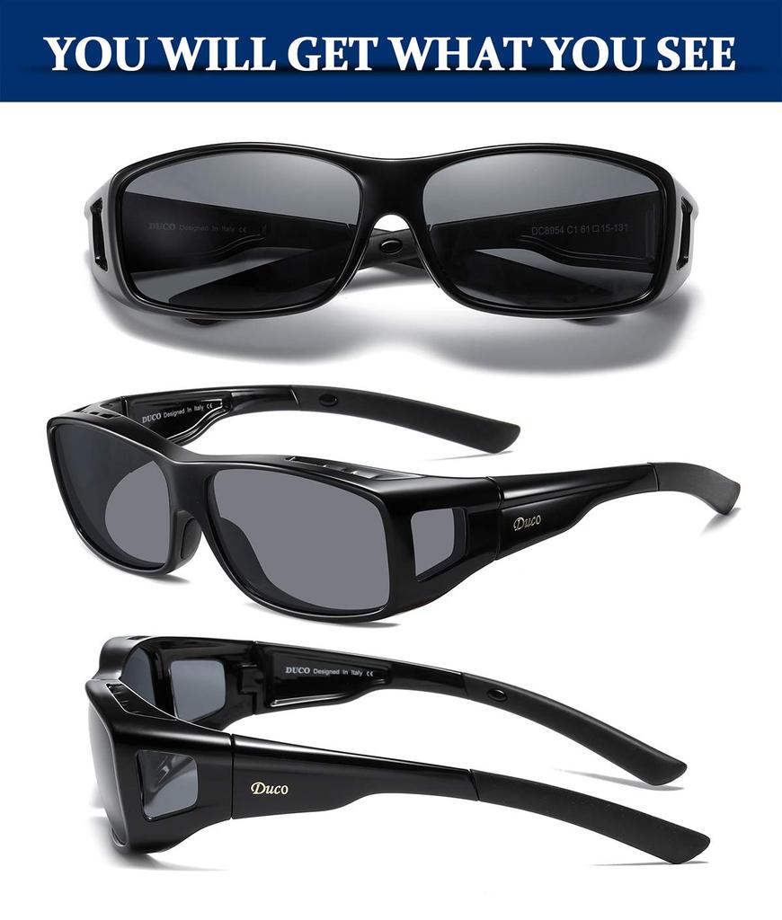 [DUCO] Over-the-glasses sunglasses, polarized lenses, UV400 protection, unisex, 8953