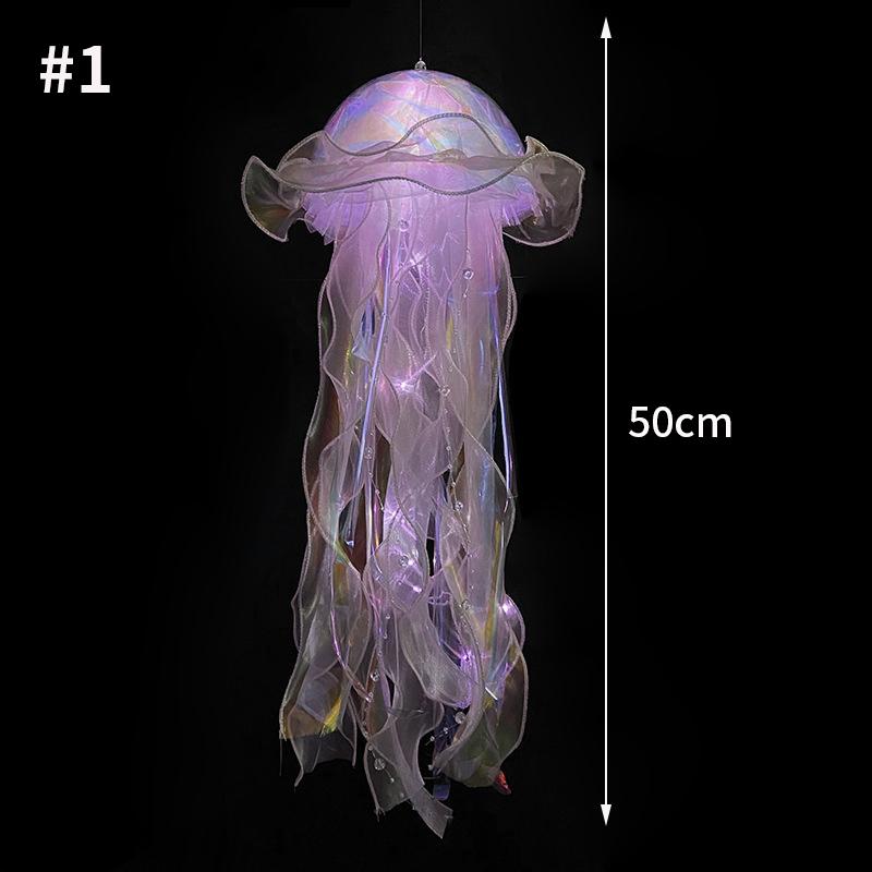 Creative Jellyfish Lantern Colorful Festival Lantern Lamp Handheld Light Mid-autumn Halloween Lanterns Birthday Party Decor