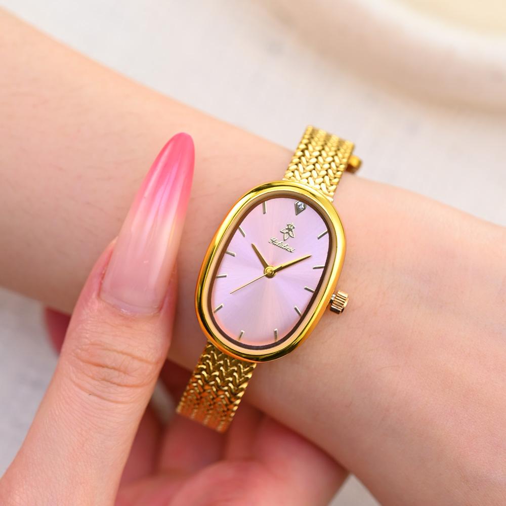 High Quality Gold Wheat Chain Strap Watch Minimalist Elegant Women’s Quartz Classic Sleek Design Stylish Daily Wear G