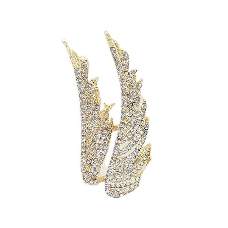 Full Crystals Feather Wing Brooch Vintage Designs Zinc Alloy Jewelry for Women Party Wedding Daily Accessories