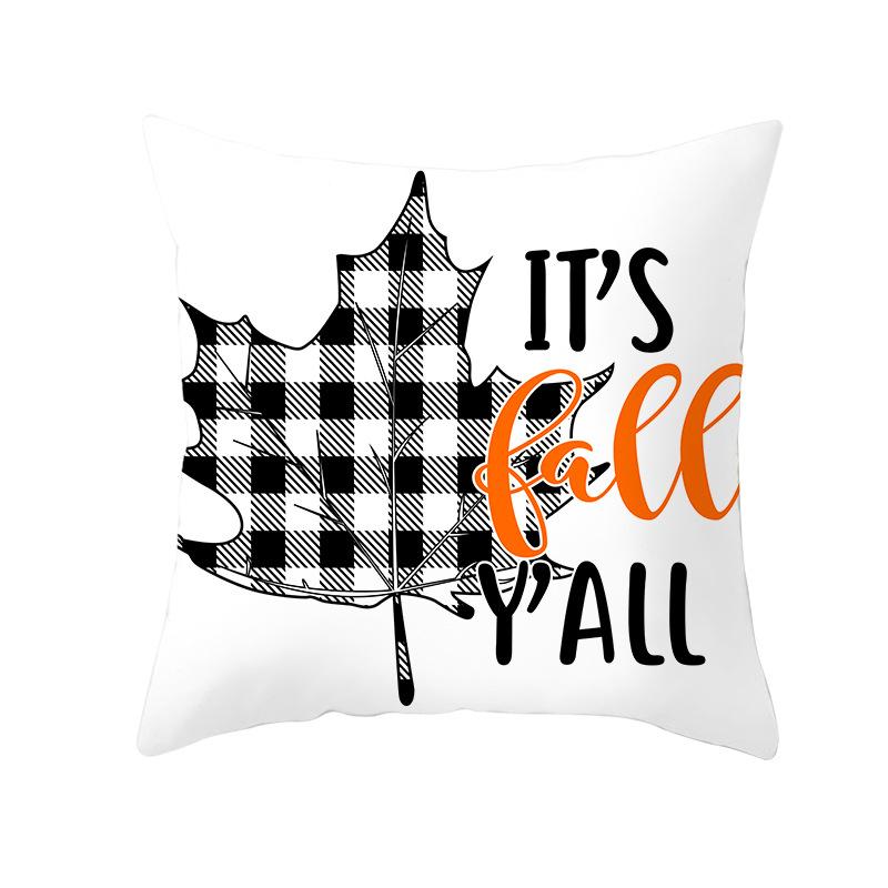 Neuer Thanksgiving Kürbis Kissenbezug mit Schwarz-Weiß kariertem Kürbis Zuhause Feiertag Kissenbezug