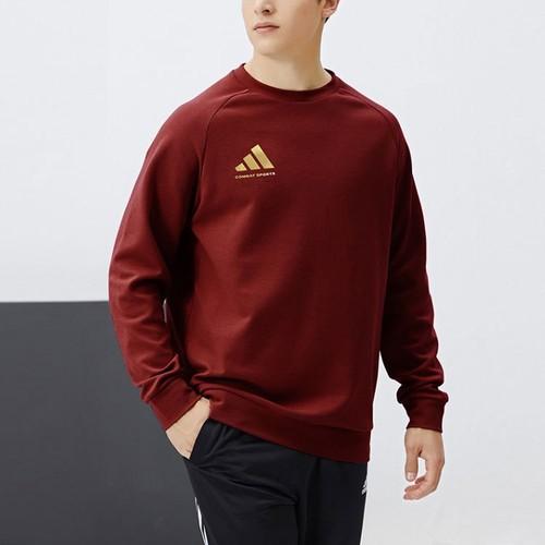 adidas Logo Athletic Fitness Casual Crewneck Pullover Sweatshirt Unisex Red