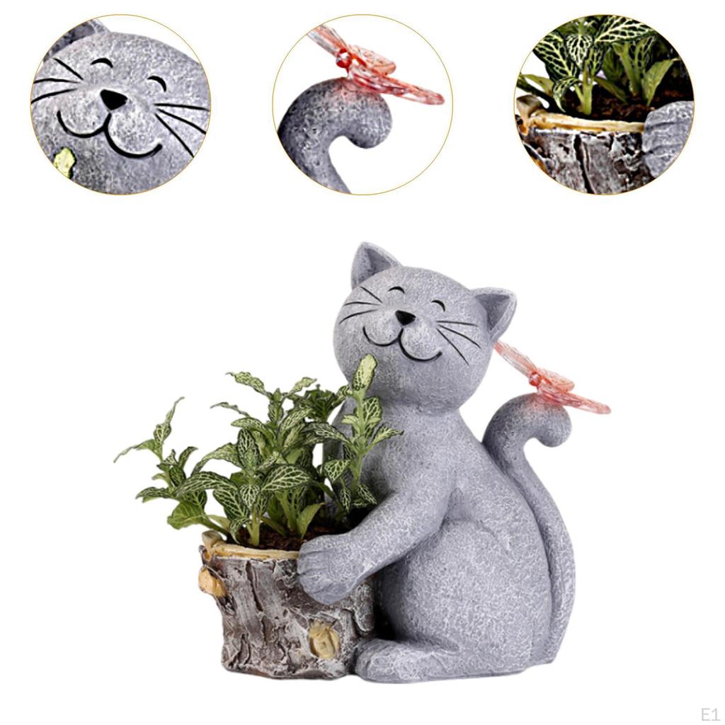Solar Garden Statue Decorative Sculpture Cat Figurine Yard Ornament Outdoor Light for