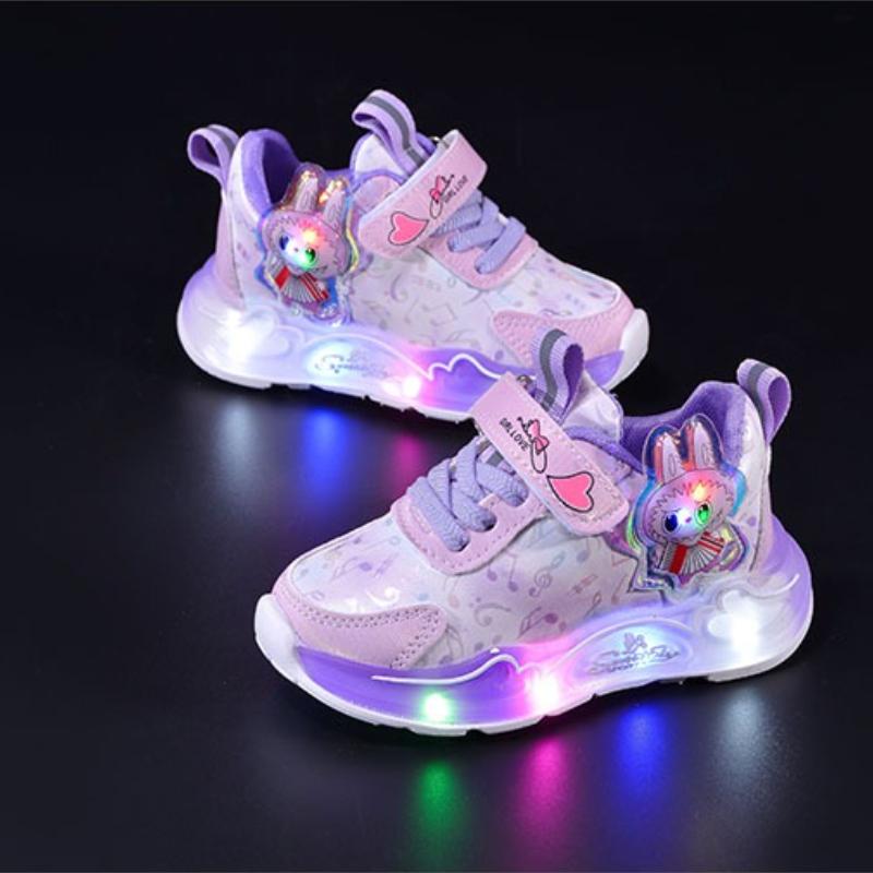 New Girls' LED Illuminated Casual Shoes Anti Slip Girl Sneakers Versatile Child Running Shoe Fashion Girl Shoe Comfort Kids Shoe