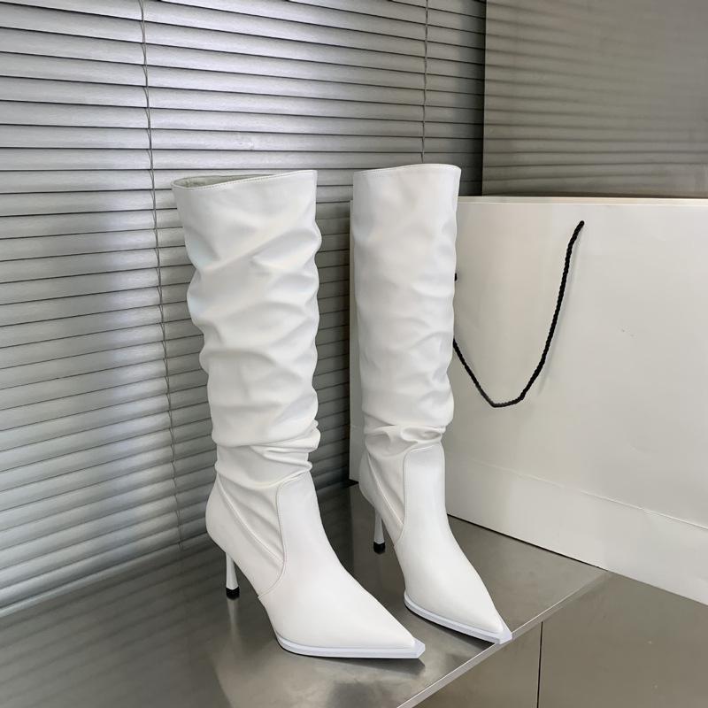 

Long boots 2026 autumn and winter pointed pile boots thin heel black long tube boots women s high tube boots knight boots 40