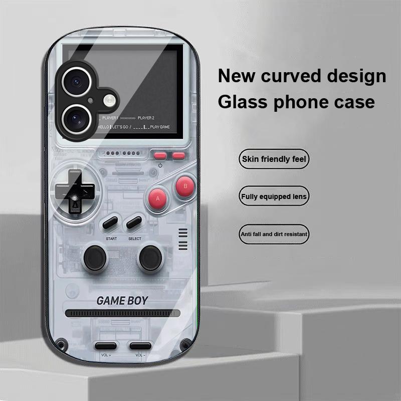 Games Console For Apple IPhone 16 11 13 15 14 Pro Max 12 Mini 7 8 Plus XR X XS Elliptical Shaped Tempered Glass Phone Case