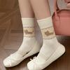Fer Island Children's Autumn-winter Mid-length Plush Socks Featuring Cute Cartoon Cats and Dogs with Fleece Material and Without Bones