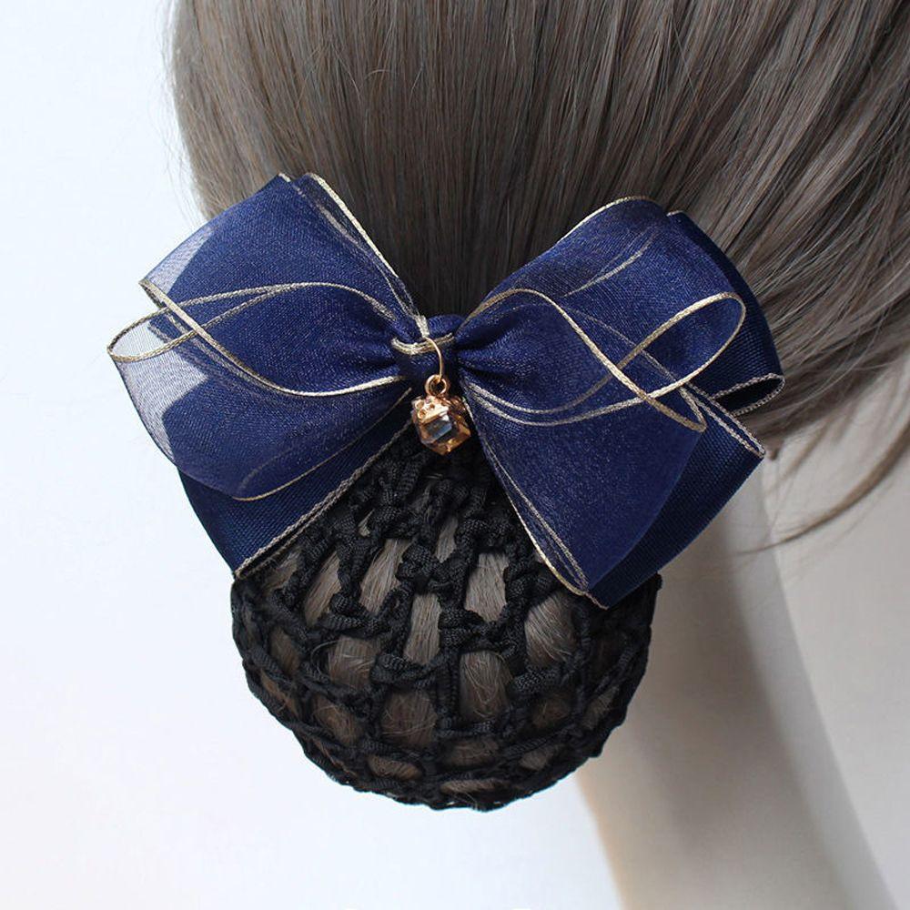 Trendy Exquisite Cloth Elegant Spring Clip Retro Mesh Snood Women Headdress Hairnet Bow headwear