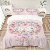 3-teiliges gestepptes Bettwäsche-Set mit Love Flowers & Bunnies-Druck - Weiche und bequeme Bettbezüge für Schlafzimmer, Gästezimmer und Wohnheime Dekorative Bettwäsche Se