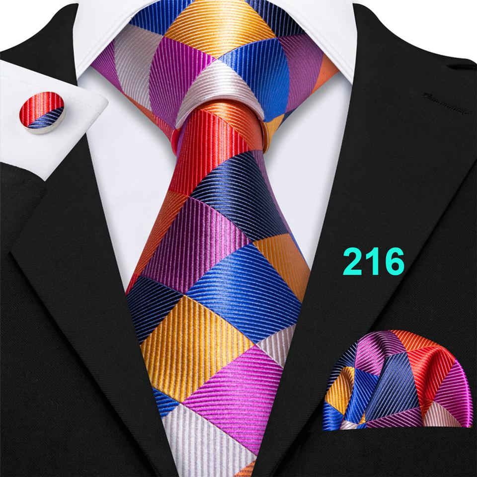 Barry.Wang Necktie Hankerchief Cufflinks Set Violet Paisley Tie Jacquard Woven Wedding