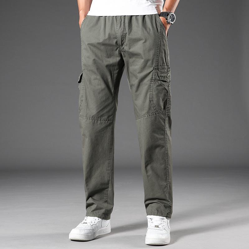 Calças multibolsos M-6XL Tooling masculinas largas plus fat calças casuais tamanho grande outono e inverno fat man velcro calças masculinas