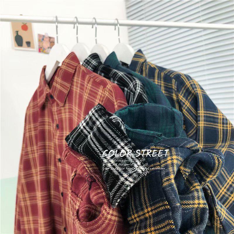 Oversize Ekose İş Kıyafeti Gömlek - Trend Uzun Kollu, Günlük Retro Stil, Çok Yönlü Sonbahar/Kış Dış Giyim, Çiftler İçin