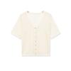 European and American French Women's Fashion V-neck Hollow Short-sleeved Casual Knitted Sweater T-shirt 3519009
