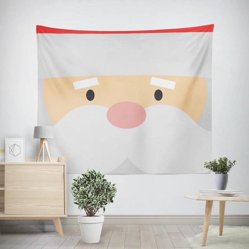 Christmas New Year White Bearded Santa Claus Pattern Living Room Bedroom Decorative Tapestry