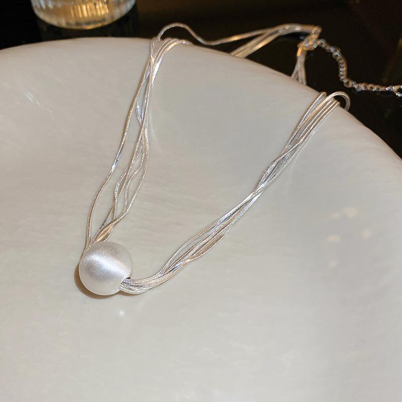 Minimalist Faux Pearl Multi-Layer Choker Necklace – Elegant Clavicle Chain Jewelry for Women