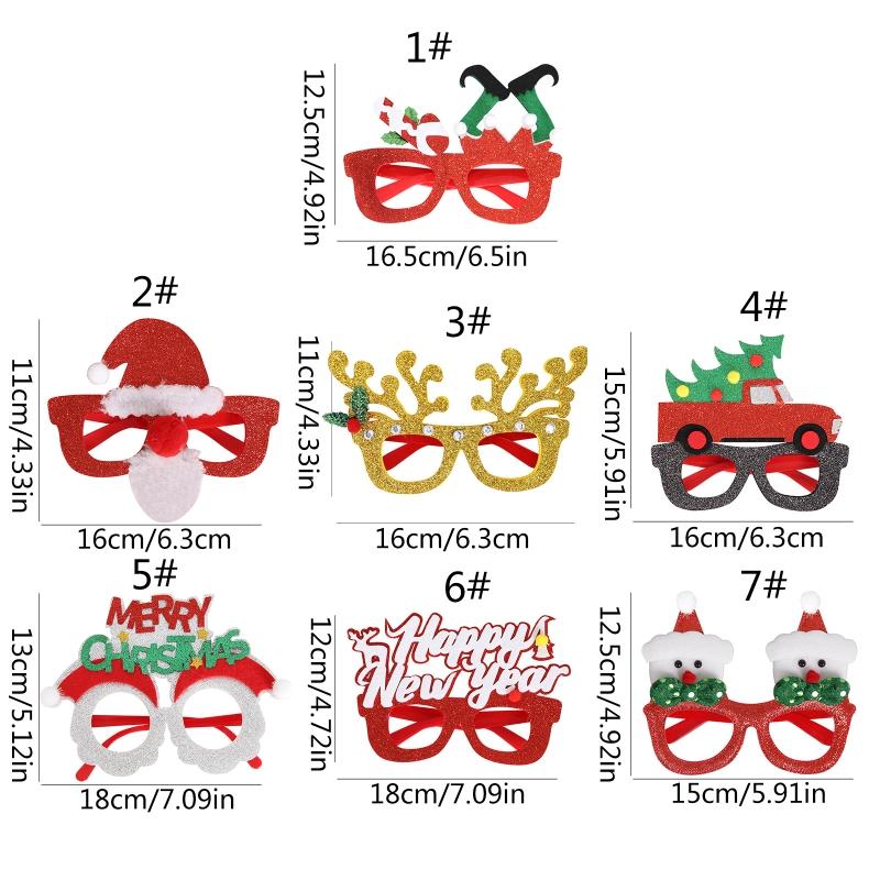 Happy New Year Glasses Frame Photo Props Snowman Xmas Santa Claus Tree Elk Party