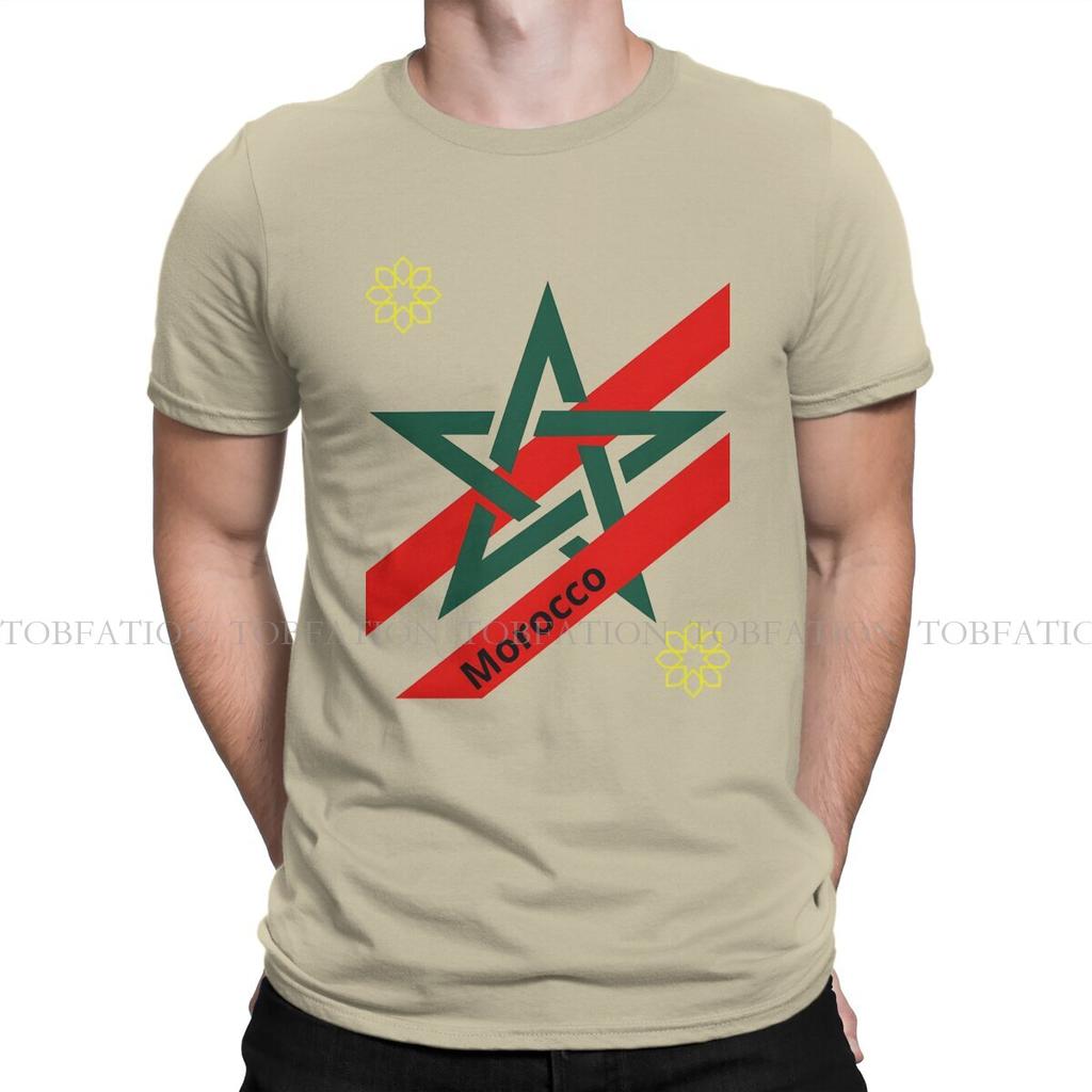 Morocco Flag His Star Is Green 100 Cotton T Shirt Vintage Punk Unisexs Tee Shirt Oneck Unisex Clothes