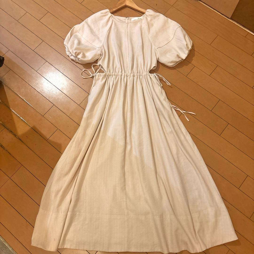 Lily brown short sleeve puff sleeve dress
