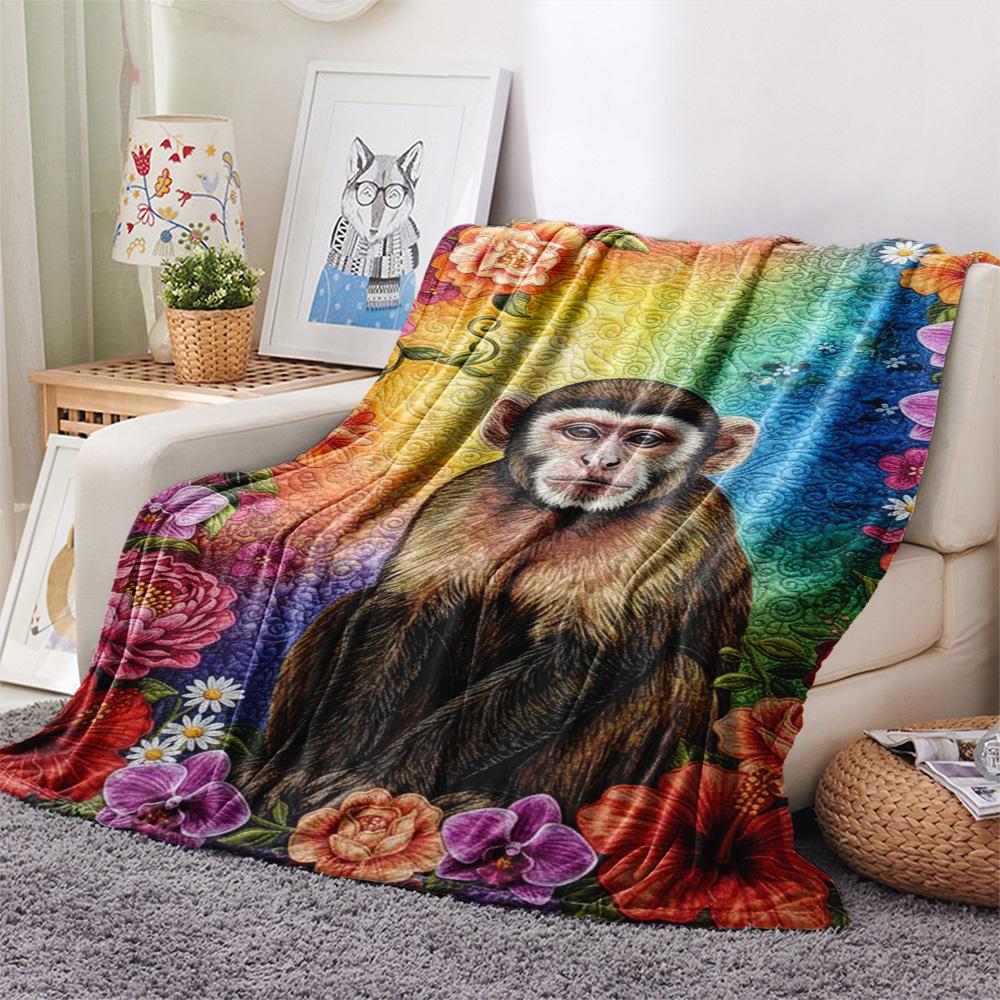 1PC Mixed style Print FlAannel Blanket, High quality Comfortable for All Seasons, Home Decor, Warmth and Comfort
