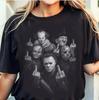 Funny Horror Movie Characters Middle Finger T-Shirt - Halloween Cotton Tee