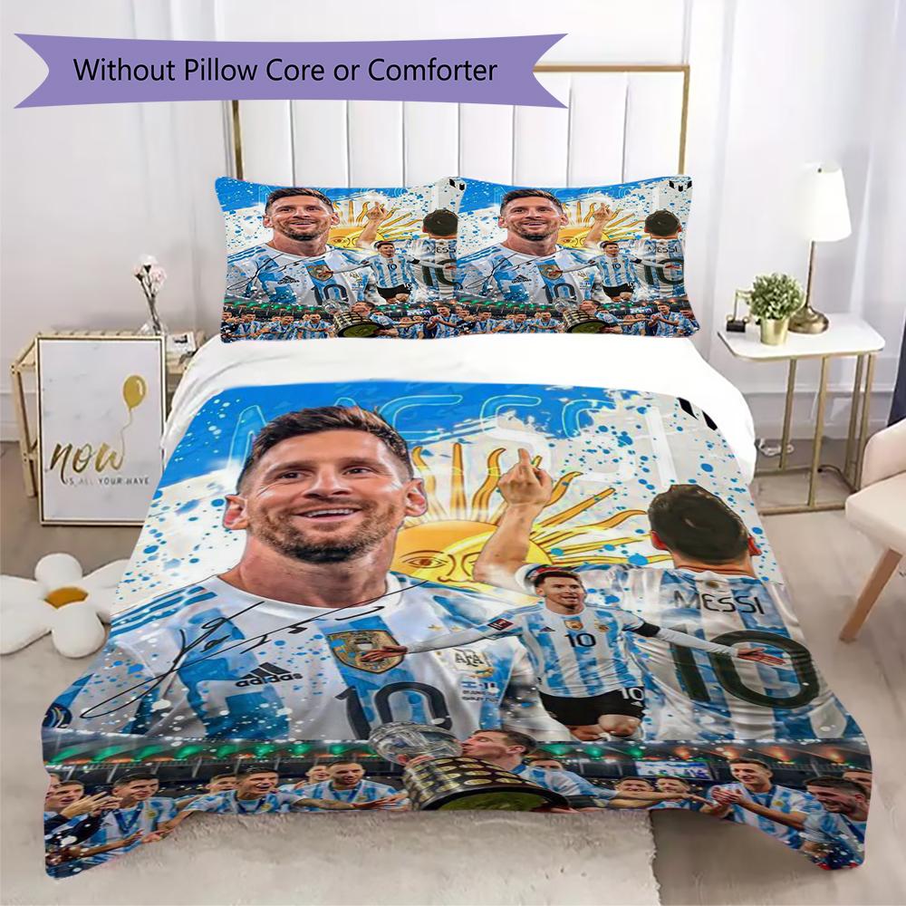 Messi World Cup Victory Bedding Without Core 1 Duvet Cover 2 Pillowcase Without Core Soft And Comfortable Duvet Cover And Pillowcase