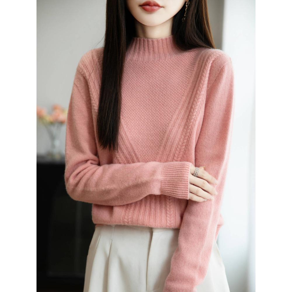 

Женский вязаный базовый свитер с полувысоким воротником, толстый и теплый свитер, мягкий и удобный топ для внутреннего слоя M